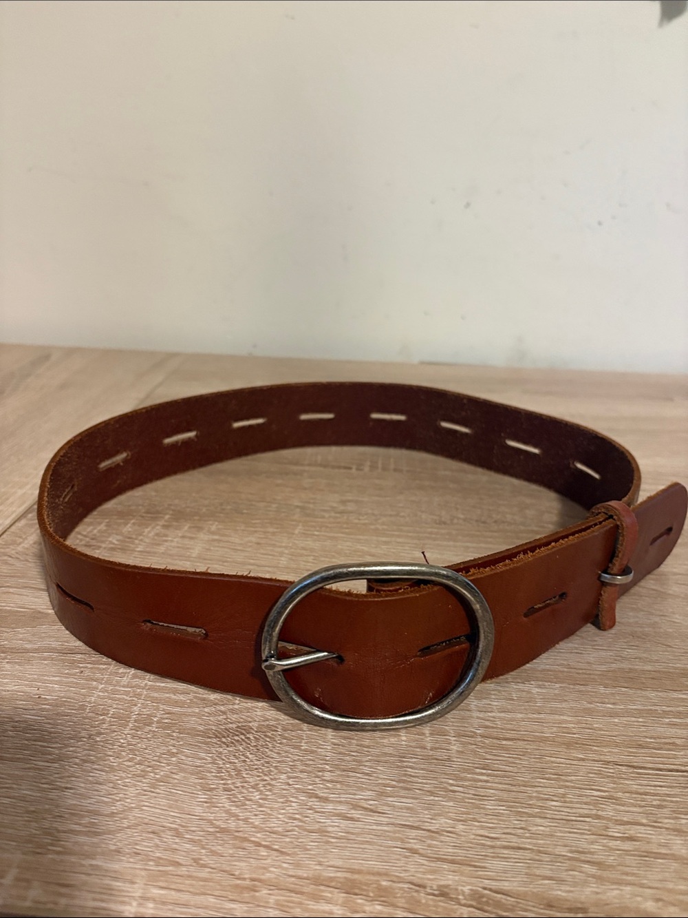 Linea Pella Vintage Browne Leather Belt Brass Hardware